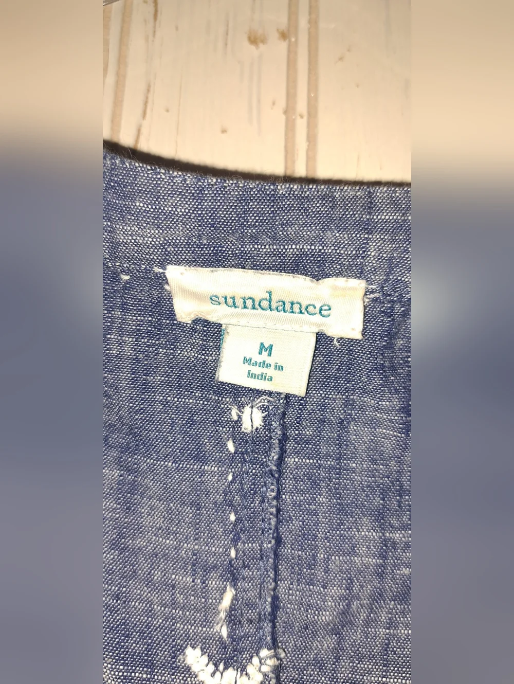 Sundance Blue Embroidered Peasant Top Blouse Breathable Cotton Boho Medium - Picture 7 of 12